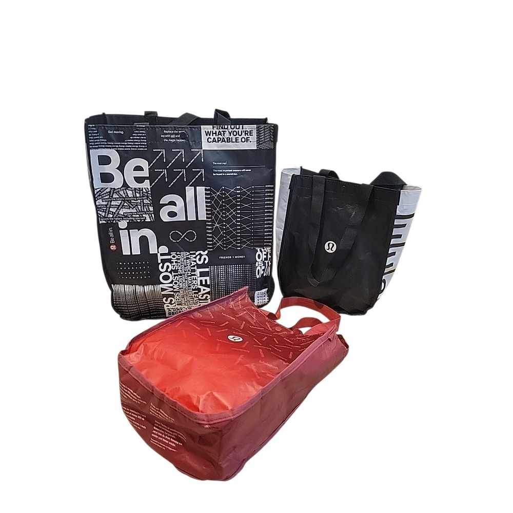 Lululemon Lot of 3 Retail Shopping Bags 2 Small, 1 Large.